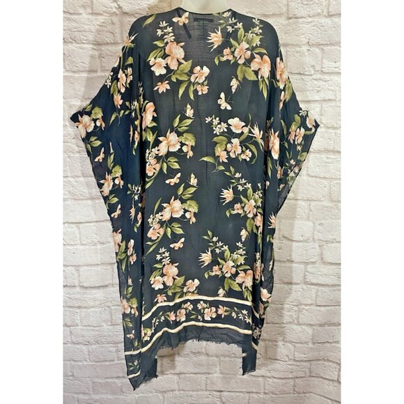 American Eagle Kimono Cardigan Top One Size Shawl Beach Coverup Ruana Floral - Picture 2 of 15